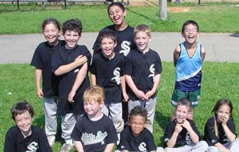 Kids Having Fun with Baseball Team